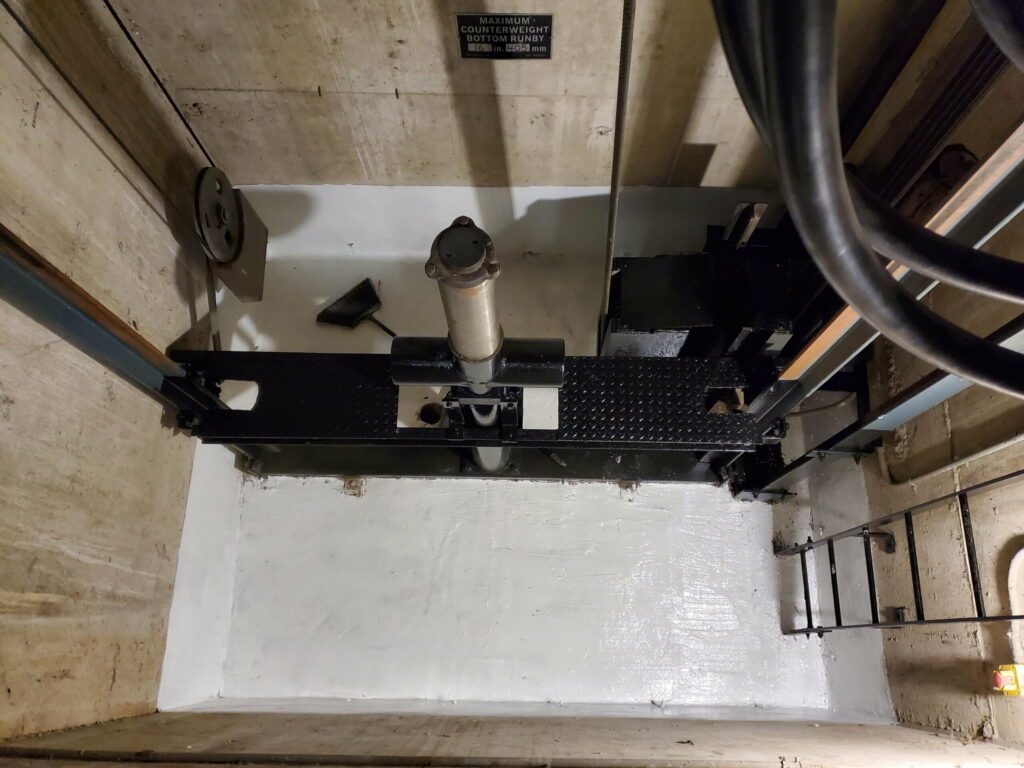 Elevator pit after crystalline waterproofing repair