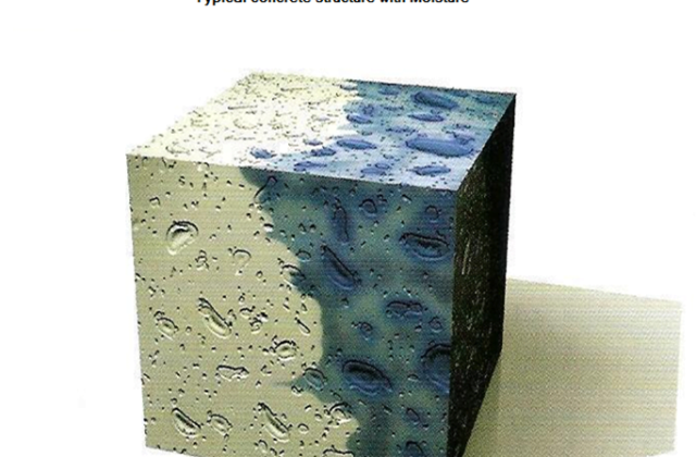 Concrete block with moisture in its pores Concrete block with moisture in its pores