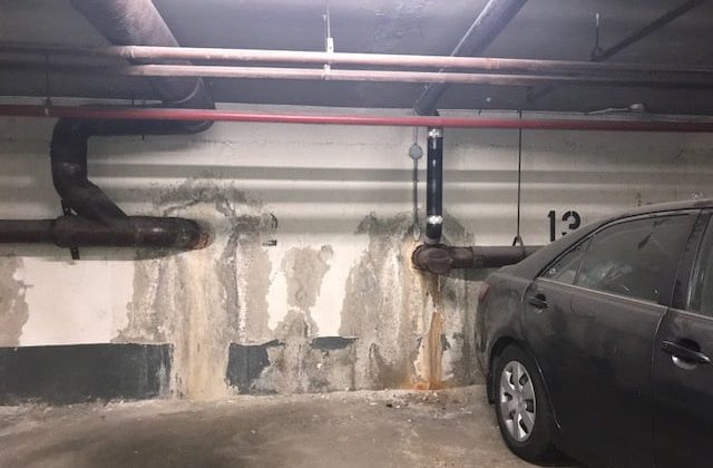 Crystalline waterproofing applied to a concrete structure Crystalline waterproofing applied to a concrete structure